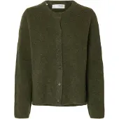 Selected Gebreid vest 'SLFLulu' olijfgroen