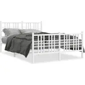 vidaXL Bedframe met hoofd- en voeteneinde metaal wit 137x190 cm