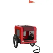 vidaXL Hondenfietstrailer oxford stof en ijzer rood en zwart