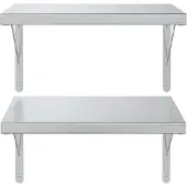 vidaXL Wandschappen 2 st 75x30 cm roestvrijstaal zilverkleurig