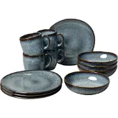 Villeroy & Boch serviesset Lave gris, 12-delig