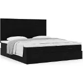 vidaXL Ottoman bed met matrassen 160x200cm fluweel zwart