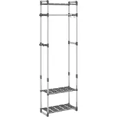 vidaXL Kledingrek 3-laags 59x29x192 cm aluminium zilverkleurig