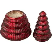 J-Line geurkaars Boom Geribbeld - glas - bordeaux - small