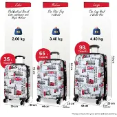 Infinity Leather Uitbreidbare harde schaal witte Londen print 8 wielen reiskoffer