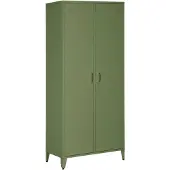 Sweeek Industriële metalen kledingkast hangruimte en planken 2 deuren 80cm Kaki