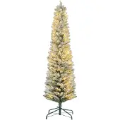 HOMCOM Kerstboom met sneeuw 180 cm led verlichting -
