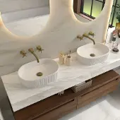 Muebles Navé opbouw waskom ribbel 50cm wit mat