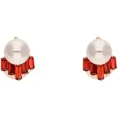 Faina Oorbellen rood / parelwit