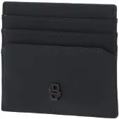 HUGO BOSS Leren kaarthouder Double B Card Holder Saffiano Grey grijs