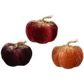 Décoris Pompoen polyester fluweel 3kl.ass
