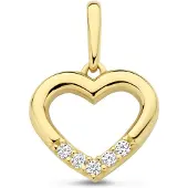 New Bling - 9NBG-0946 - 14K geelgouden hanger – hartvorm – met zirkonia
