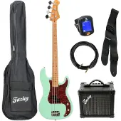 Fazley Basgitaar starterset Sunset Series Piranha 4 Surf Green