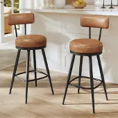 Songmics Barkruk – Set van 2 – Draaibare rugleuning – 65cm hoog- Karamelbruin