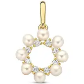 New Bling - 9NBG-0915 - 14K geelgouden Hanger – Witte Parel – Dames Hanger