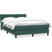 vidaXL Boxspring met matras fluweel donkergroen 160x220 cm