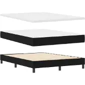 vidaXL Boxspring bed met hoofdeinde Zwart 190 x 140 cm Stof