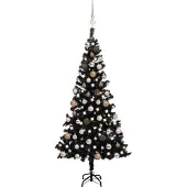 vidaXL Kunstkerstboom met verlichting en kerstballen 120 cm PVC zwart