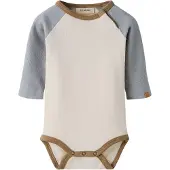 Name it Rompertje/body beige / blauw