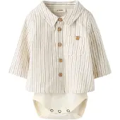 Name it Rompertje/body donkerbeige / wolwit
