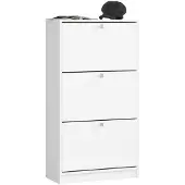 NORE Witte Klassieke Schoenkast met 3 Klapdeuren - 60 cm Breed, Laminaten Platen, Zelfmontage