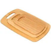 Cheffinger , Set van 3 Snijplanken van Bamboe Ultra Duurzaam Ecologisch, Lichtbruin