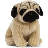 Living Nature Knuffel - 21x10 cm - Mopshond - Gouden - - OneSize - Knuffels