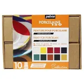 Pebeo porseleinverf set - 10 x 45 ml + accessoires