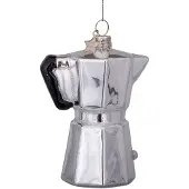 Vondels Kerstornament Glass Silver Opal Old Coffee Maker 9 cm