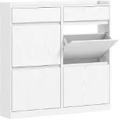 HOMCOM Klapbare schoenenkast - Spaanplaat - 98x19,2x95,3cm - Wit