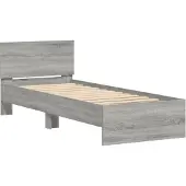 vidaXL Bedframe met hoofdeinde bewerkt hout grijs sonoma 90x190 cm