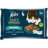 Purina FELIX Tasty Shreds met zalm en tonijn - 4x 80g