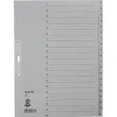 Leitz tabbladen register A4 cijfers 1-20 grijs karton 20-delig