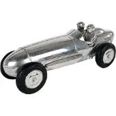 VAN MANEN Race Car sculptuur polystone zilver decoratie speelgoedauto 25,8x9,4x9cm.