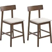 Beliani ISANTI - Barkruk set van 2 - Donkerbruin/Taupe - Rubberhout