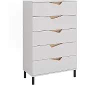 Vicco Marelle Dressoir – 76 x 120 cm met 5 laden Wit/Kunstnijverheid