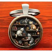 Fashion Jewelry Schattige sleutelhanger katjes "Puss in Books"