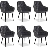 Homestyle4u Eetkamerstoelen van Fluweel - 6 Stoelen - met armleuningen - Grijs