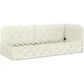 vidaXL Hoek Bed Frame Crème 80 x 200 cm Fluweel