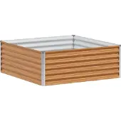 vidaXL Verhoogde plantenbak, lichtbruin, 98 x 100 x 36 cm, verzinkt staal