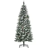 HOMCOM Kunstkerstboom met dennenappels en sneeuw 180 cm Ø75 cm