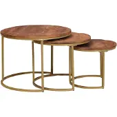 vidaXL Nesting Koffietafels 3 pcs Massief mangohout en staal