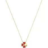 New Bling - 9NBG-0956 - 14K geelgouden ketting – 4 hartjes – rode epoxy