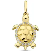 New Bling - 9NBG-0911 - 14K geelgouden Hanger – Schildpad met Zirkonia – Dames Hanger