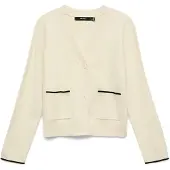 Vero Moda Gebreid vest 'VMGold' crème / zwart