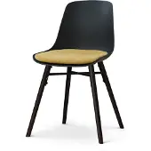 Nolon Nena-Liv Eetkamerstoel zwart met warm oker Zitkussen - zwart houten onderstel