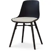 Nolon Nena-Liv Eetkamerstoel zwart met naturelbeige Zitkussen - zwart houten onderstel