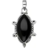 MOOYE ® - Collectie Zilveren Onyx ovaal in massieve zilveren zetting kettinghanger