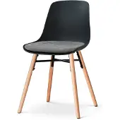 Nolon Nena-Liv Eetkamerstoel zwart met zeegrijs Zitkussen - houten onderstel