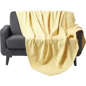 Homescapes Bedsprei Halden met chevronpatroon, geel/wit, 225 x 255 cm
